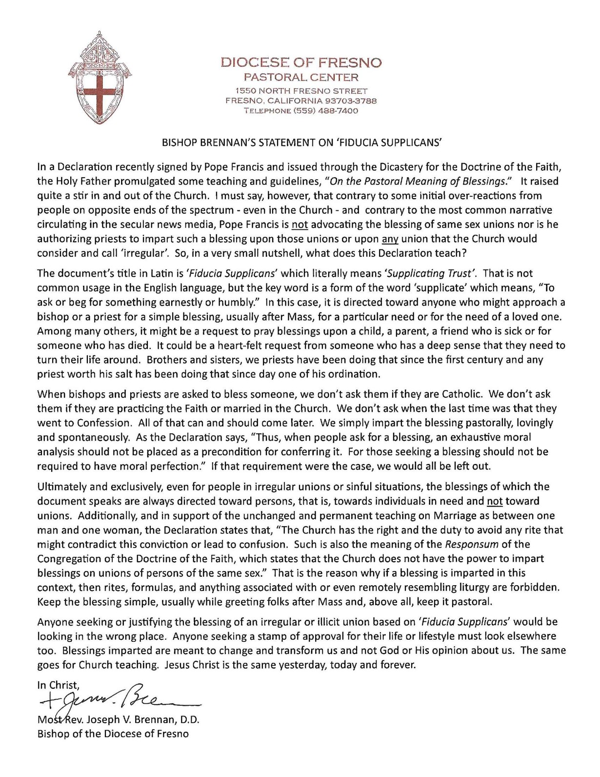 Bishop Statement