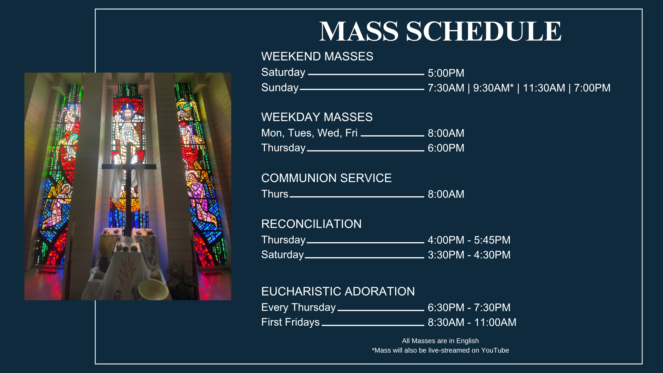 Mass And Reconciliation Schedule