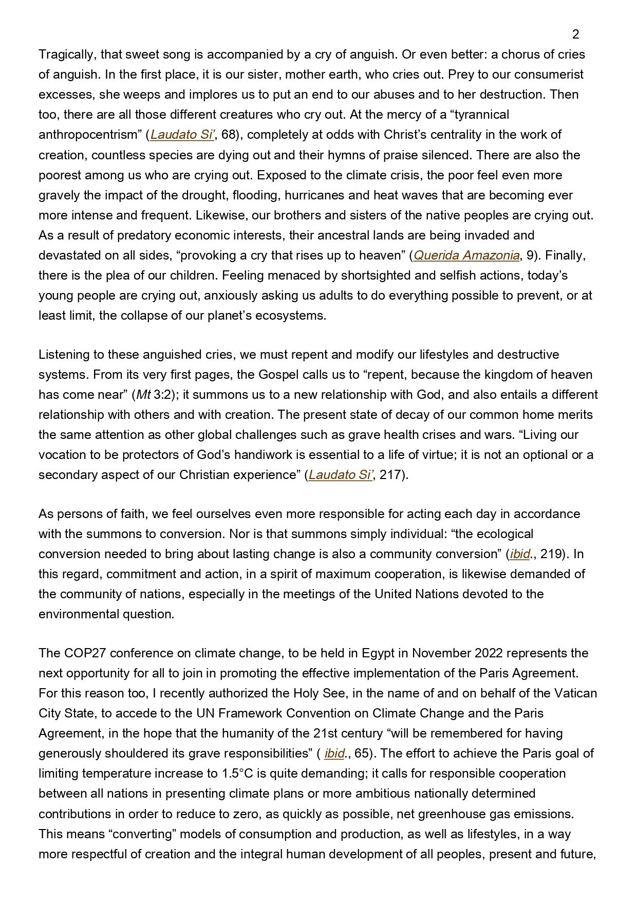 Pope Francis Season Of Creation 2022 Page 0002