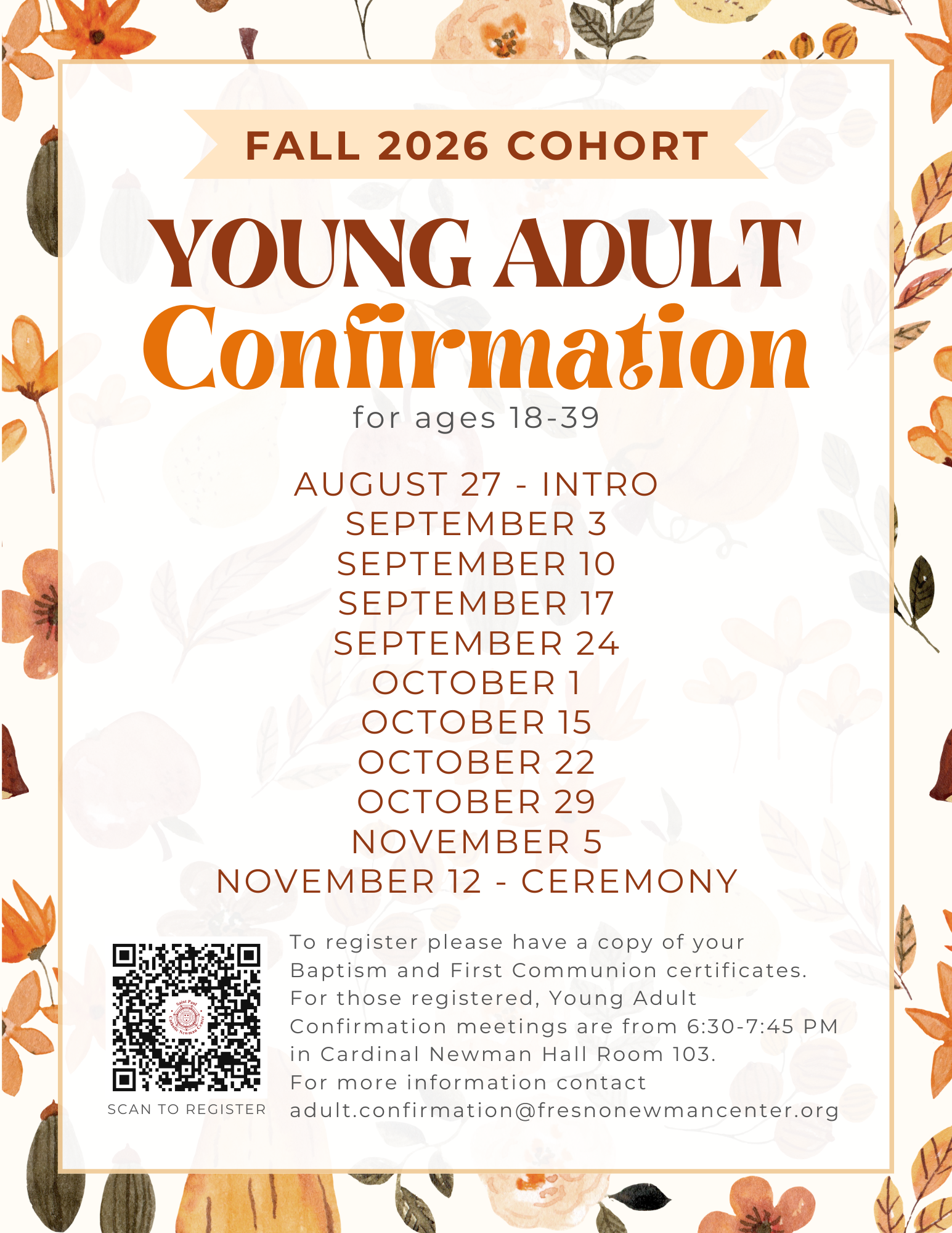 Ya Confirmation Fall 2026