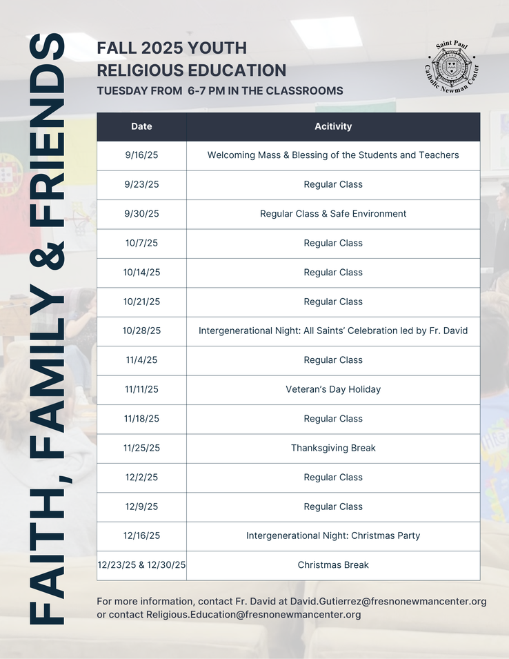 Faith Family Friends Schedule