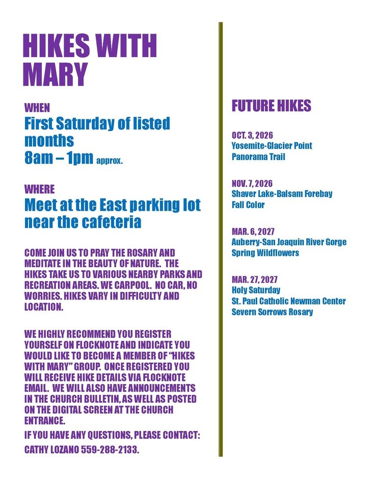 Hikes With Mary Sched 2026 2027
