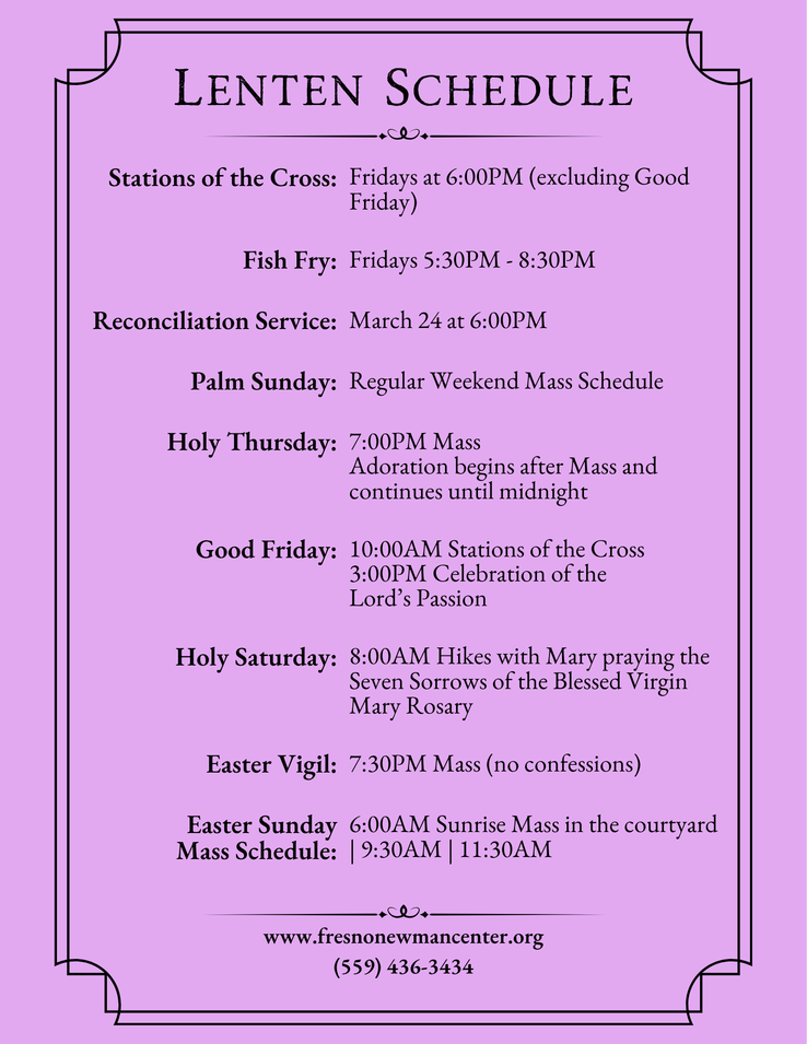 Lenten Schedule 2026 2